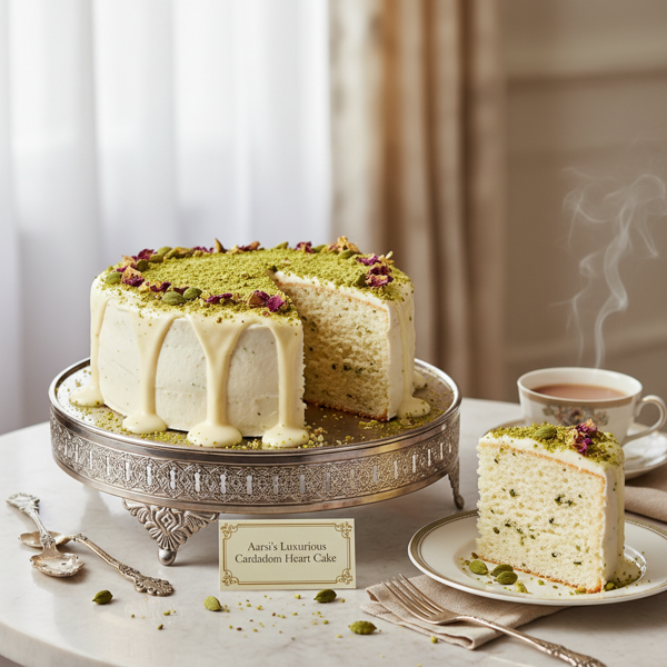 Aarsi’s Luxurious Cardamom Chiffon Heart Cake recipe