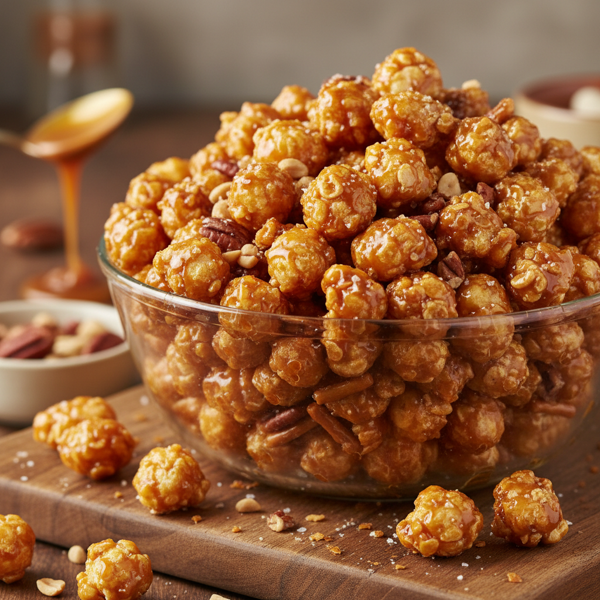 Addictive Caramel Puffed Corn Delight recipe