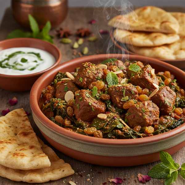 Afghani Spiced Lamb and Greens Stew recipe