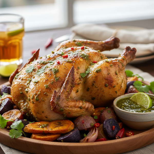 Aji Verde Glazed Peruvian Roast Chicken recipe