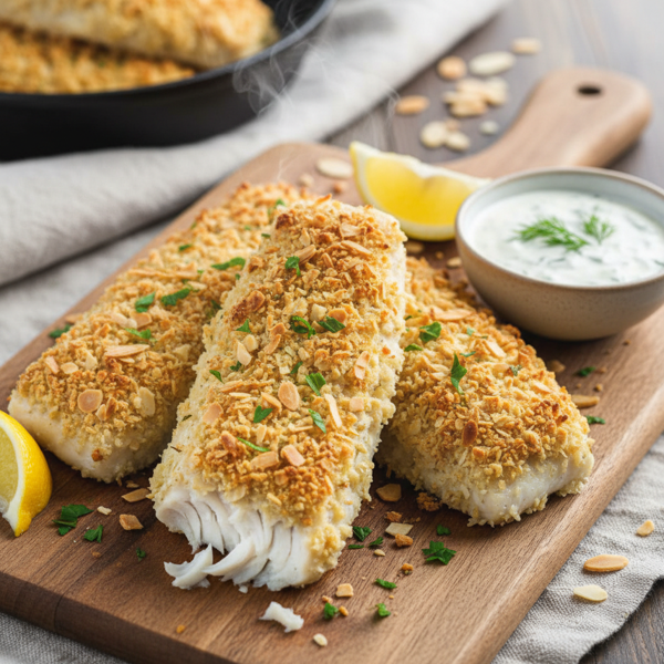 Almond-Crusted Baked Fish Fillets recipe