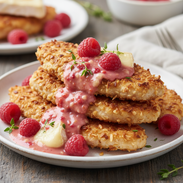 Almond-Crusted Chicken with Raspberry Brie Sauce recipe