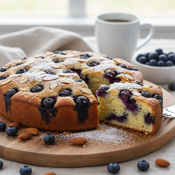 Almond-Infused Blueberry Breakfast Cake recipe