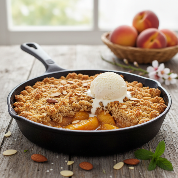 Almond-Infused Peach Delight Crisp recipe