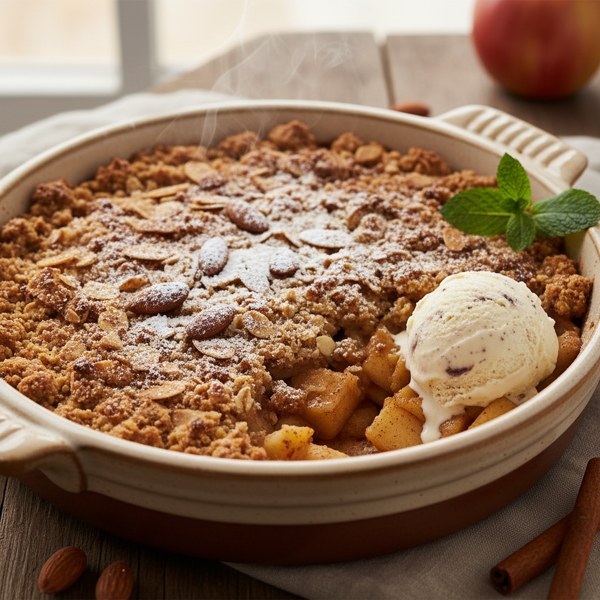 Almond-Topped Cinnamon Apple Crumble recipe