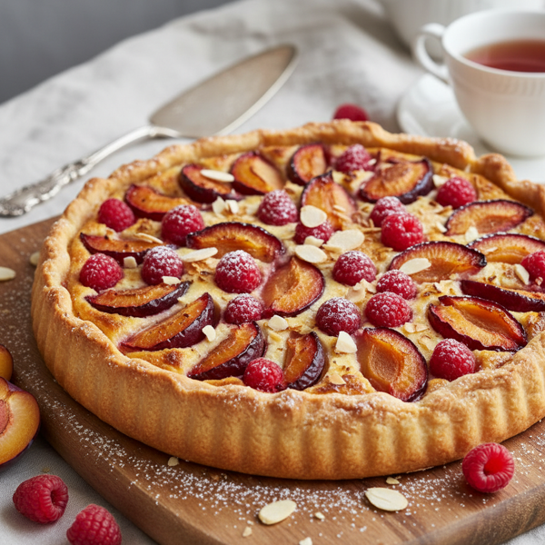 Almond Plum & Raspberry Delight Tart recipe