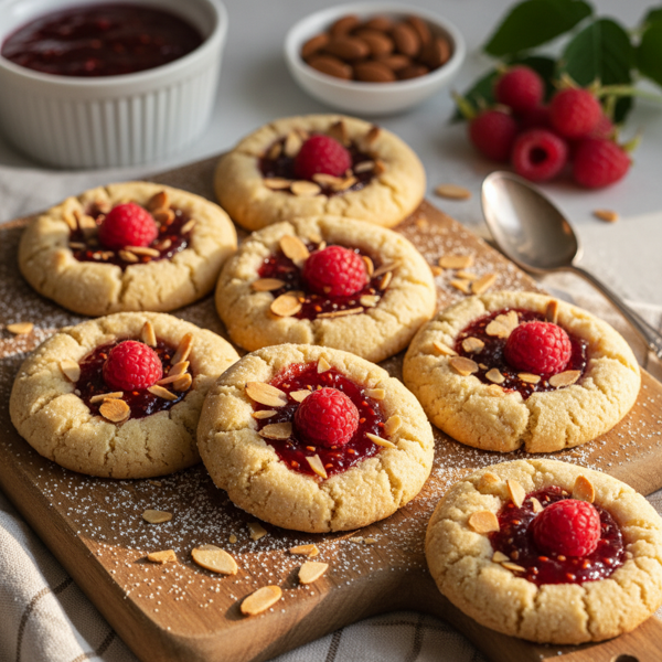 Almond Raspberry Delight Thumbprint Cookies recipe