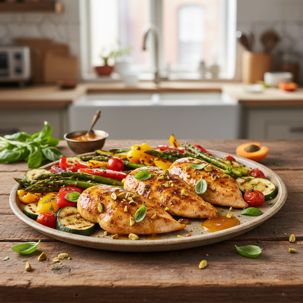 Apricot Basil Chicken with Grilled Vegetables recipe