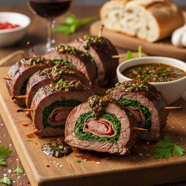 Argentine Flank Steak Roulade with Spinach and Prosciutto recipe