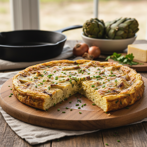 Artichoke and Cheesy Shallot Frittata Delight recipe