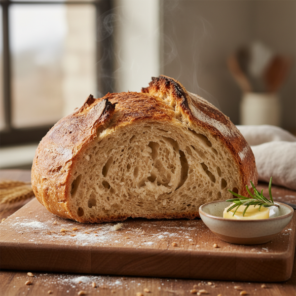 Artisan No-Knead Crusty Bread recipe