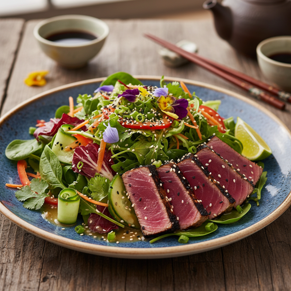 Asian-Inspired Seared Tuna and Greens Salad recipe