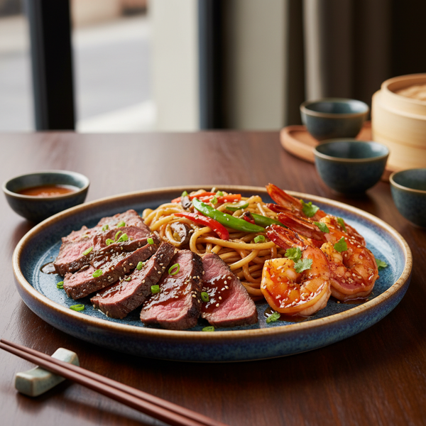 Asian-Inspired Surf and Turf Delight recipe