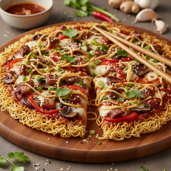 Asian Fusion Noodle Pizza recipe