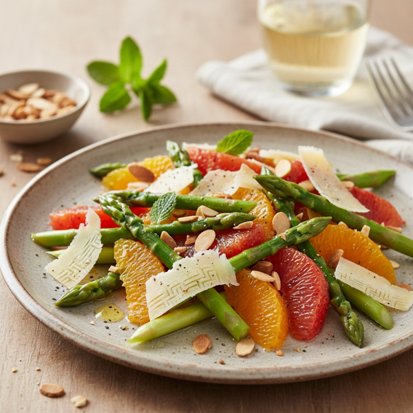 Asparagus and Orange Salad with Manchego Delight recipe