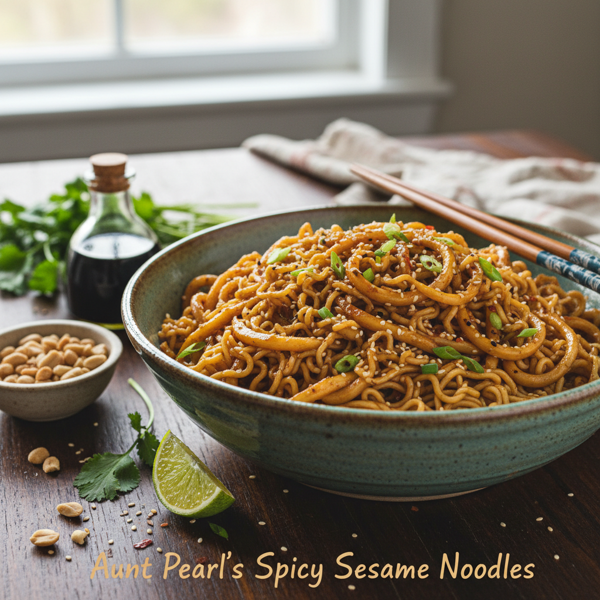 Aunt Pearl's Spicy Sesame Noodles recipe