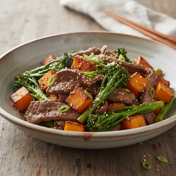 Aussie Beef and Broccolini Stir-Fry with Pumpkin recipe