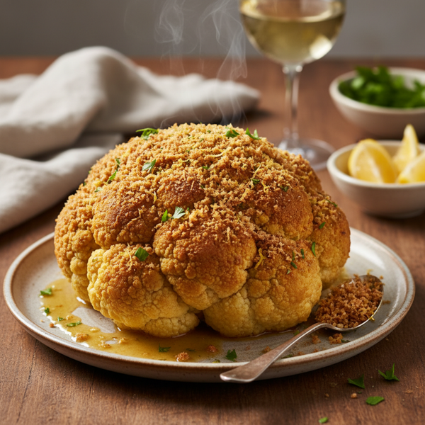 Austrian-Inspired Cauliflower with Buttery Breadcrumb Topping recipe
