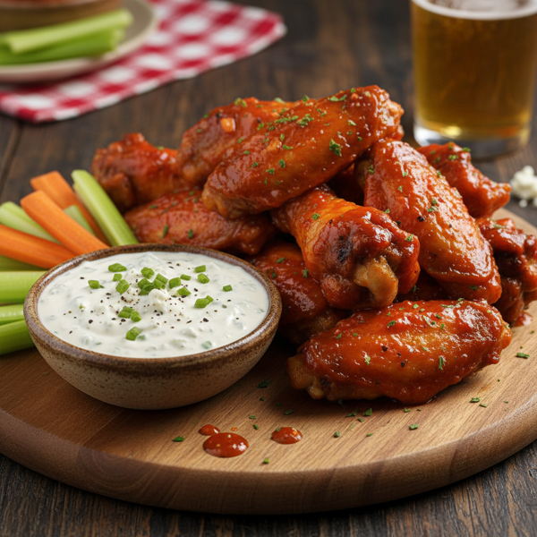 Authentic Buffalo Chicken Wings with Creamy Blue Cheese Dip recipe