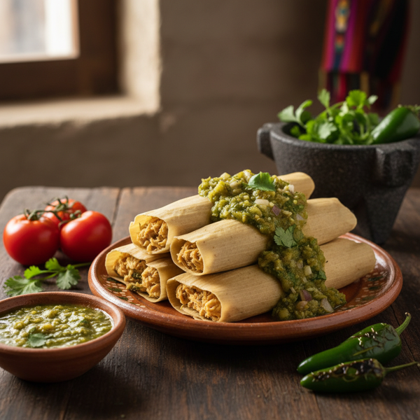 Authentic Chicken Tamales with Tomatillo Salsa recipe