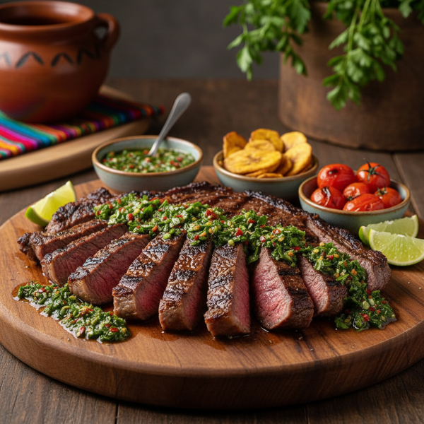 Authentic Colombian Grilled Sirloin Steak with Chimichurri recipe