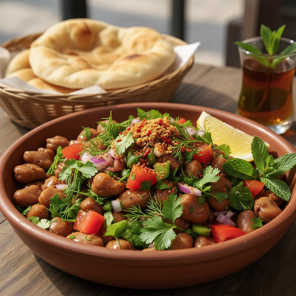 Authentic Egyptian Fava Bean Salad with Fresh Herbs recipe