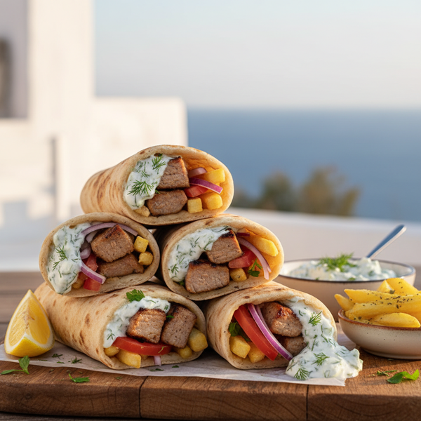 Authentic Greek Pork Souvlaki Wraps recipe