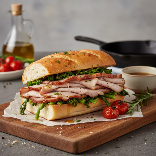 Authentic Italian Pork Roast Sandwich with Broccoli Rabe recipe