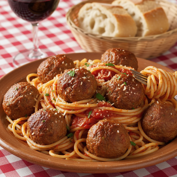 Authentic Italian Spaghetti with Hearty Meatballs recipe