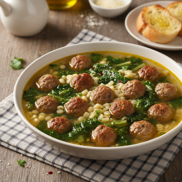 Authentic Italian Wedding Soup with Homemade Meatballs recipe