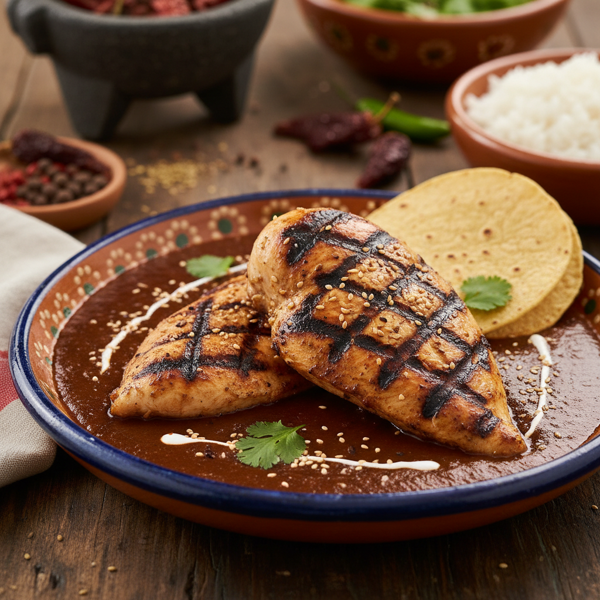 Authentic Mexican Mole Poblano with Grilled Chicken recipe