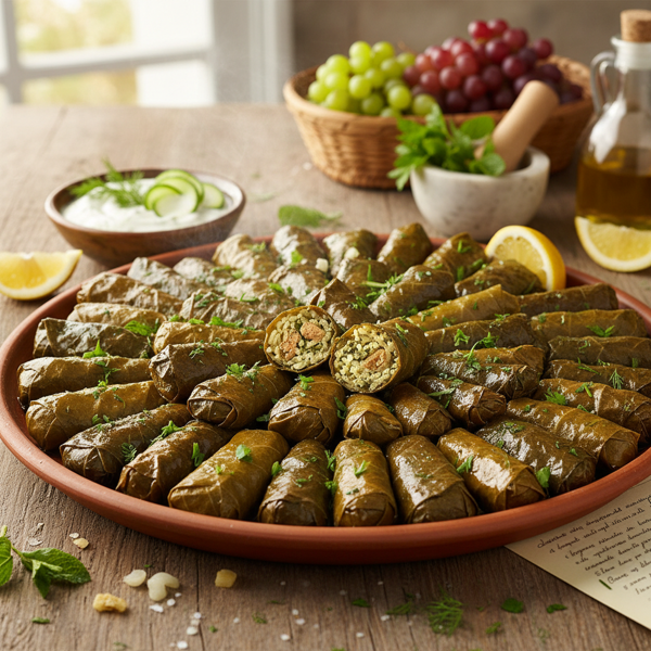 Authentic Mum's Dolmathes: Herbed Stuffed Grape Leaves recipe