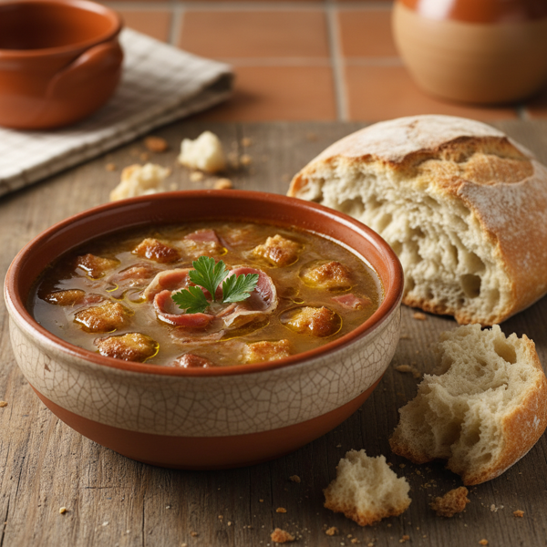 Authentic Spanish Garlic Soup with Rustic Bread recipe