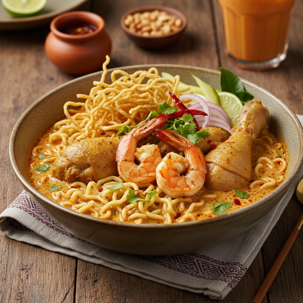 Authentic Thai Khao Soi with Chicken and Shrimp recipe