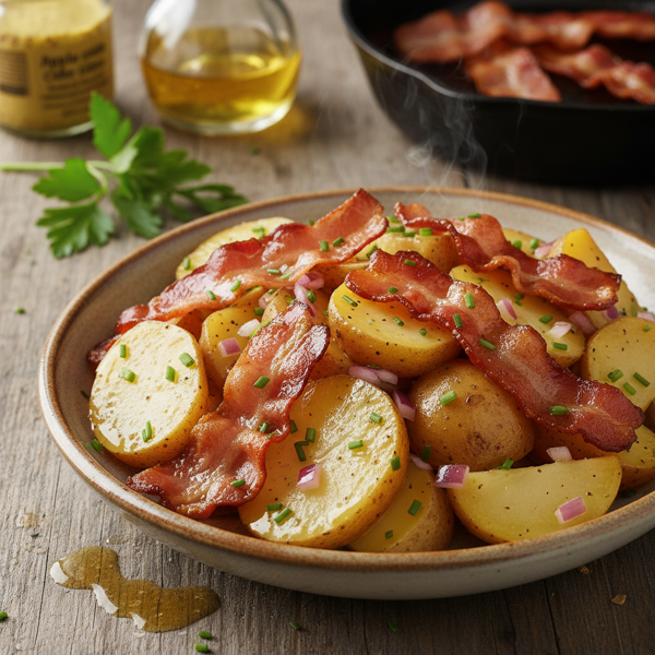 Authentic Warm German Potato Salad with Bacon recipe