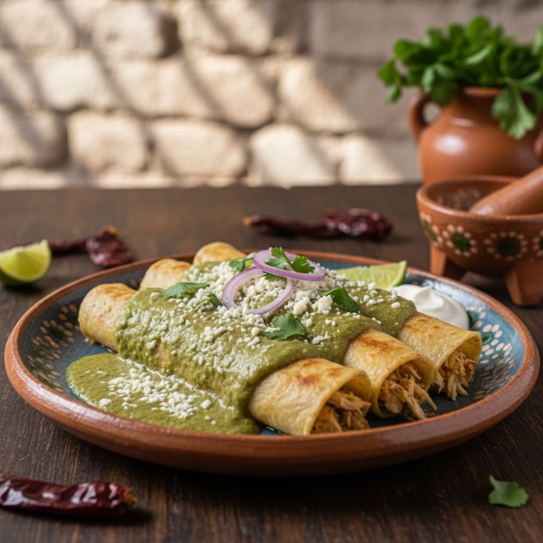 Authentic Zacatecan Enchiladas with Poblano Sauce recipe