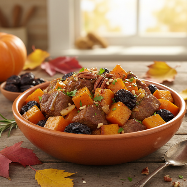 Autumn Beef Tzimmes with Butternut Squash and Prunes recipe