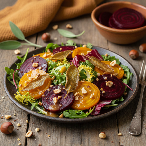 Autumn Beet & Hazelnut Salad with Crispy Sage recipe