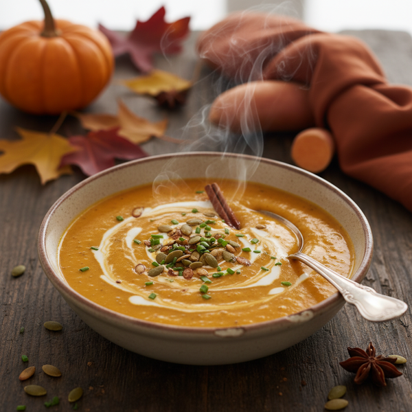 Autumn Bliss Pumpkin and Sweet Potato Soup recipe