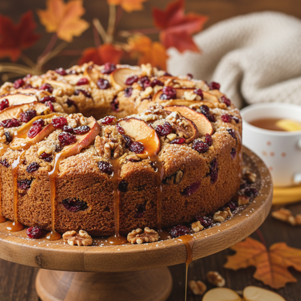Autumn Cranberry-Walnut Apple Cake recipe