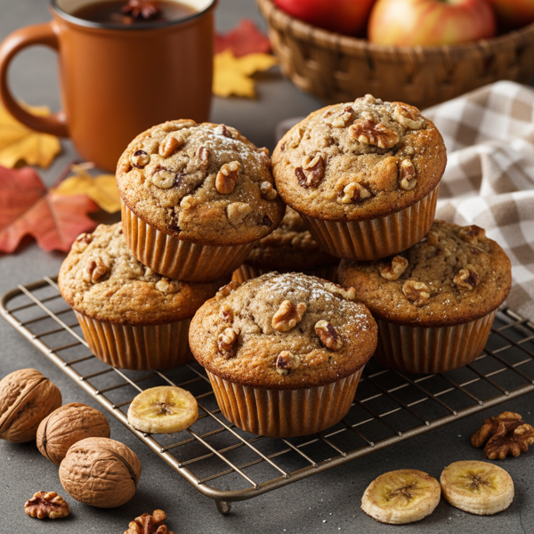Autumn Delight Black Walnut Banana Muffins recipe