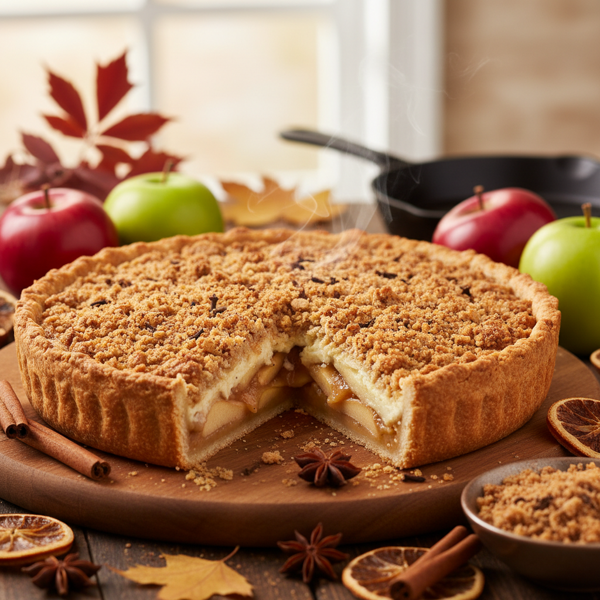 Autumn Delight Sour Cream Apple Pie with Spiced Streusel recipe