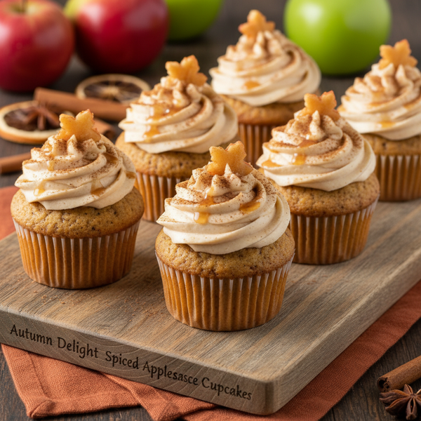 Autumn Delight Spiced Applesauce Cupcakes recipe