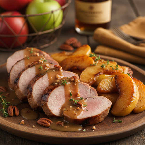 Autumn Grilled Pork Tenderloin with Caramelized Apples and Brandy Cream Sauce recipe