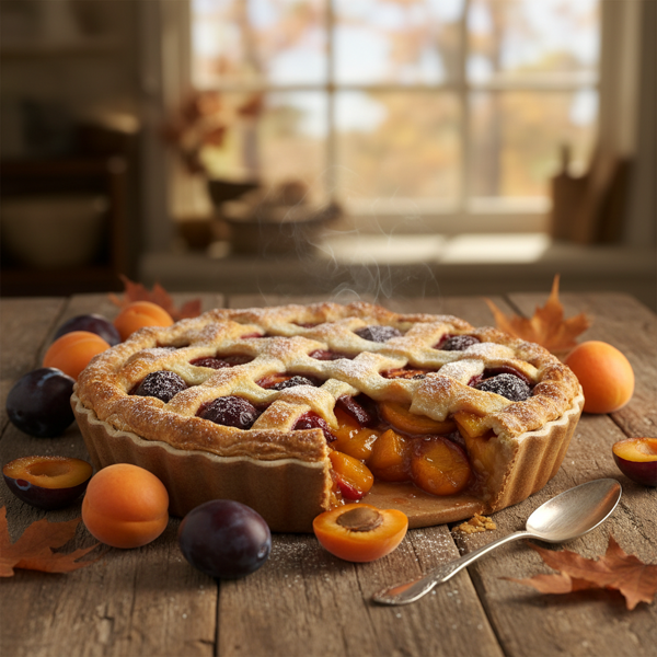 Autumn Harmony Apricot and Plum Pie recipe