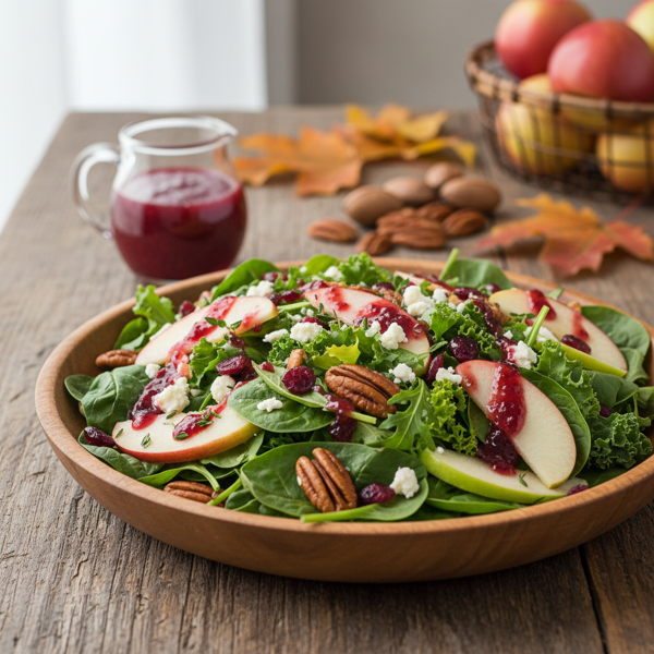Autumn Harvest Apple Pecan Salad with Cranberry Vinaigrette recipe