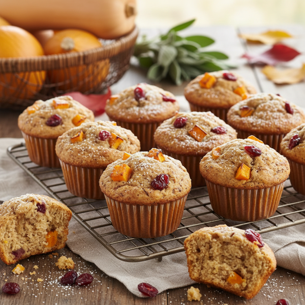 Autumn Harvest Butternut Squash and Cranberry Muffins recipe