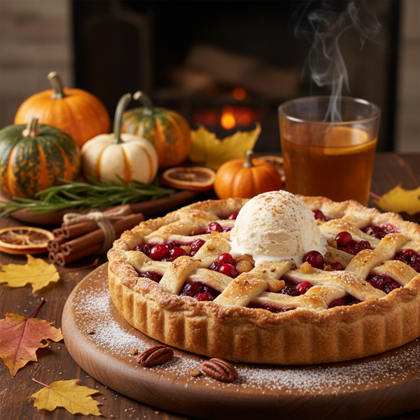 Autumn Harvest Ginger Pear and Cranberry Pie recipe