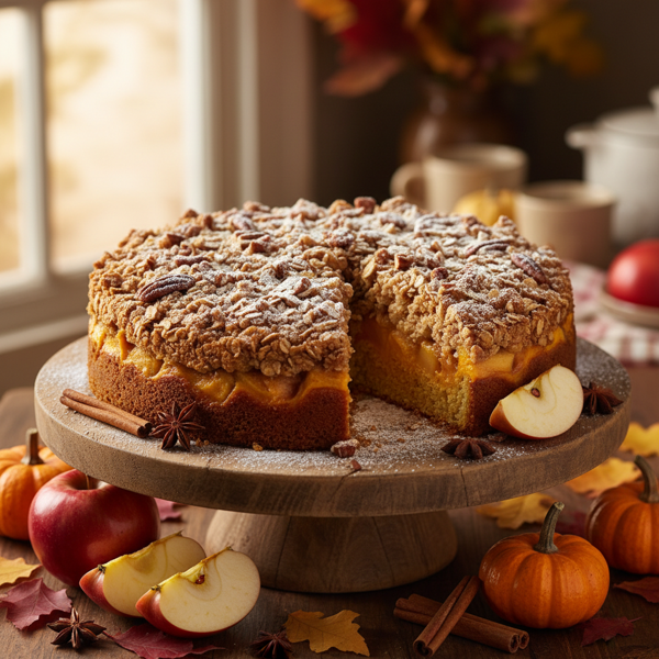 Autumn Harvest Pumpkin Apple Streusel Cake recipe