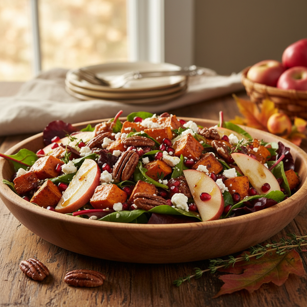Autumn Harvest Salad with Feta, Apples, and Spiced Pecans recipe